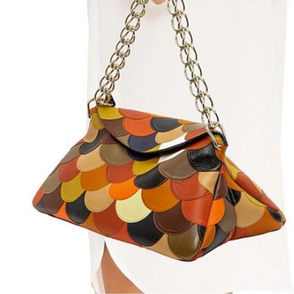 CHLOÉ Juana Colorblock Scallop Patchwork Shoulder Bag - Picture 8 of 9